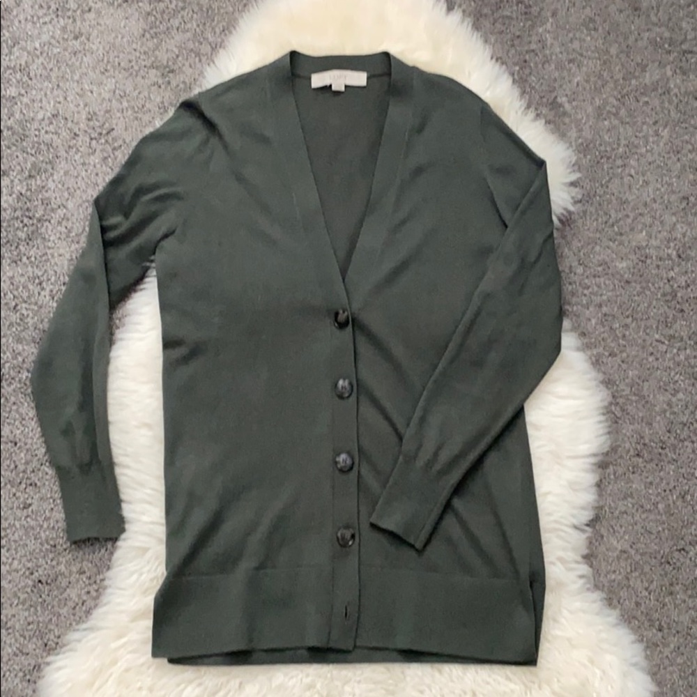 Loft pine green boyfriend cardigan sweater